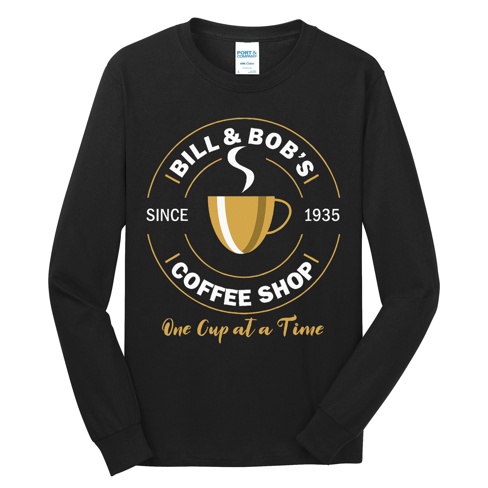 Bill And Bobs Coffee Shop AA Recovery Gift Tall Long Sleeve T-Shirt