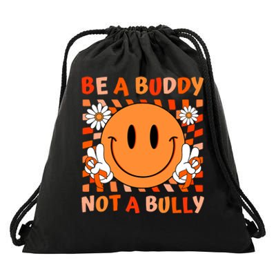 Be A Buddy Not A Bully Unity Day Anti Bullying Orange Face Drawstring Bag