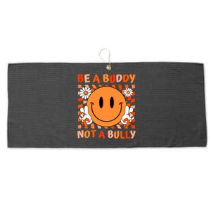 Be A Buddy Not A Bully Unity Day Anti Bullying Orange Face Large Microfiber Waffle Golf Towel