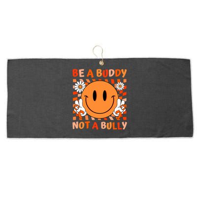 Be A Buddy Not A Bully Unity Day Anti Bullying Orange Face Large Microfiber Waffle Golf Towel