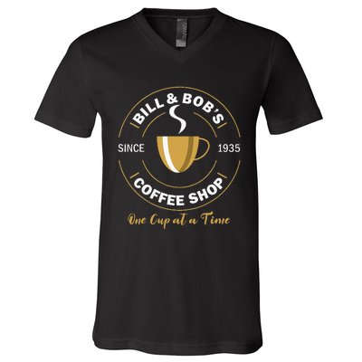 Bill And BobS Coffee Shop Aa Recovery Gift V-Neck T-Shirt