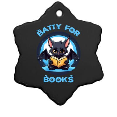 Batty About Books Lover Teacher Librarian Bookish Halloween Ceramic Star Ornament