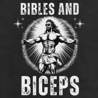 Bibles And Biceps Bodybuilding Jesus Fitness Funny Gym 7 Panel Mesh Trucker Snapback Hat