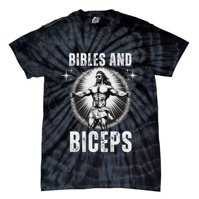 Bibles And Biceps Bodybuilding Jesus Fitness Funny Gym Tie-Dye T-Shirt