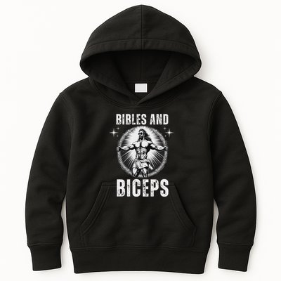 Bibles And Biceps Bodybuilding Jesus Fitness Funny Gym Kids Hoodie