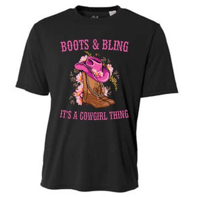 Boots And Bling Its A Cowgirl Thing Cute Love Country Life Cooling Performance Crew T-Shirt