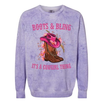 Boots And Bling Its A Cowgirl Thing Cute Love Country Life Colorblast Crewneck Sweatshirt