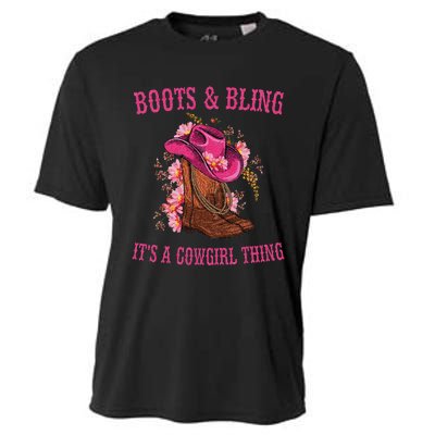 Boots And Bling Its A Cowgirl Thing Cute Love Country Life Cooling Performance Crew T-Shirt