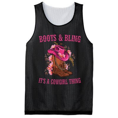 Boots And Bling Its A Cowgirl Thing Cute Love Country Life Mesh Reversible Basketball Jersey Tank