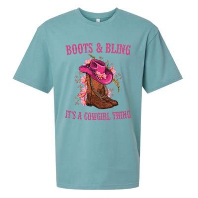 Boots And Bling Its A Cowgirl Thing Cute Love Country Life Sueded Cloud Jersey T-Shirt