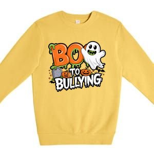 Boo Anti Bullying Funny Halloween Orange Unity Day Premium Crewneck Sweatshirt