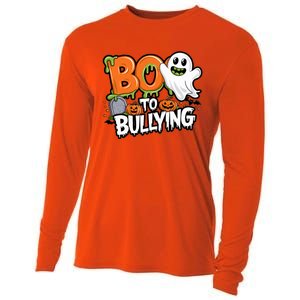 Boo Anti Bullying Funny Halloween Orange Unity Day Cooling Performance Long Sleeve Crew