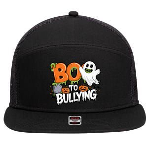 Boo Anti Bullying Funny Halloween Orange Unity Day 7 Panel Mesh Trucker Snapback Hat