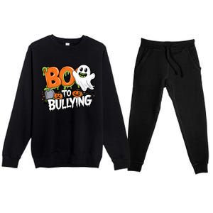 Boo Anti Bullying Funny Halloween Orange Unity Day Premium Crewneck Sweatsuit Set