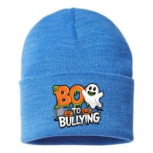 Boo Anti Bullying Funny Halloween Orange Unity Day Sustainable Knit Beanie