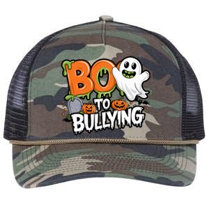 Boo Anti Bullying Funny Halloween Orange Unity Day Retro Rope Trucker Hat Cap