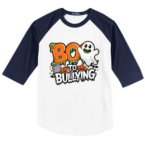 Boo Anti Bullying Funny Halloween Orange Unity Day Baseball Sleeve Shirt