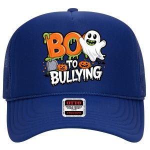 Boo Anti Bullying Funny Halloween Orange Unity Day High Crown Mesh Back Trucker Hat