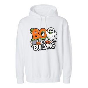 Boo Anti Bullying Funny Halloween Orange Unity Day Garment-Dyed Fleece Hoodie