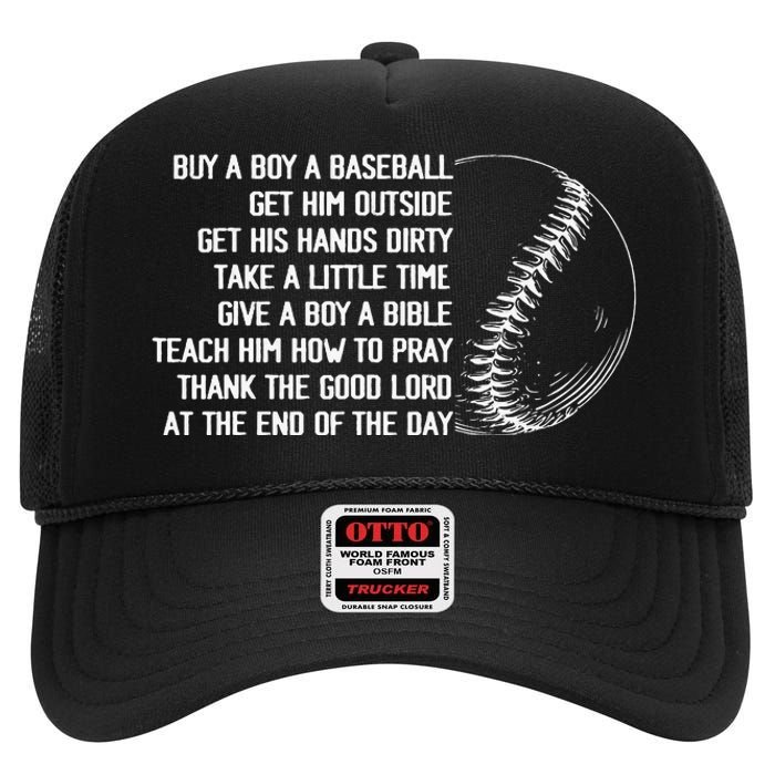 Buy A Baseball Get Him Outside Mother Father Gift High Crown Mesh Back Trucker Hat