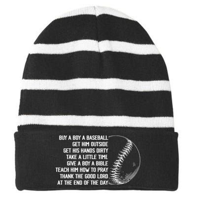 Buy A Baseball Get Him Outside Mother Father Gift Striped Beanie with Solid Band