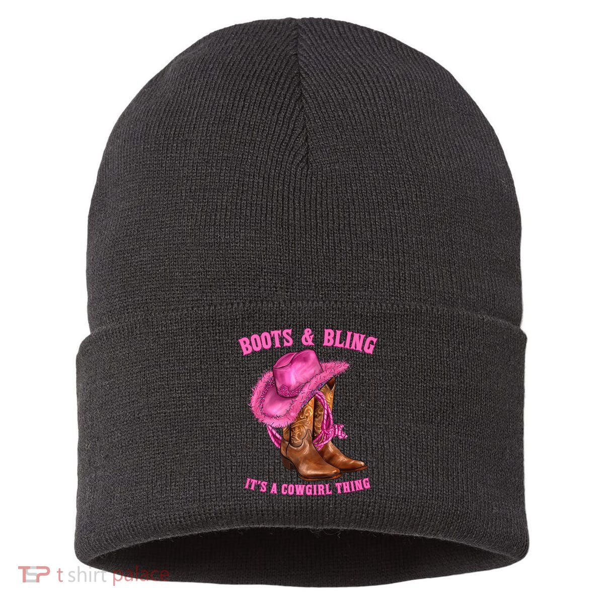 Boot And Bling It'S A Cowgirl Thing Western Rodeo Cowgirl Sustainable Knit Beanie