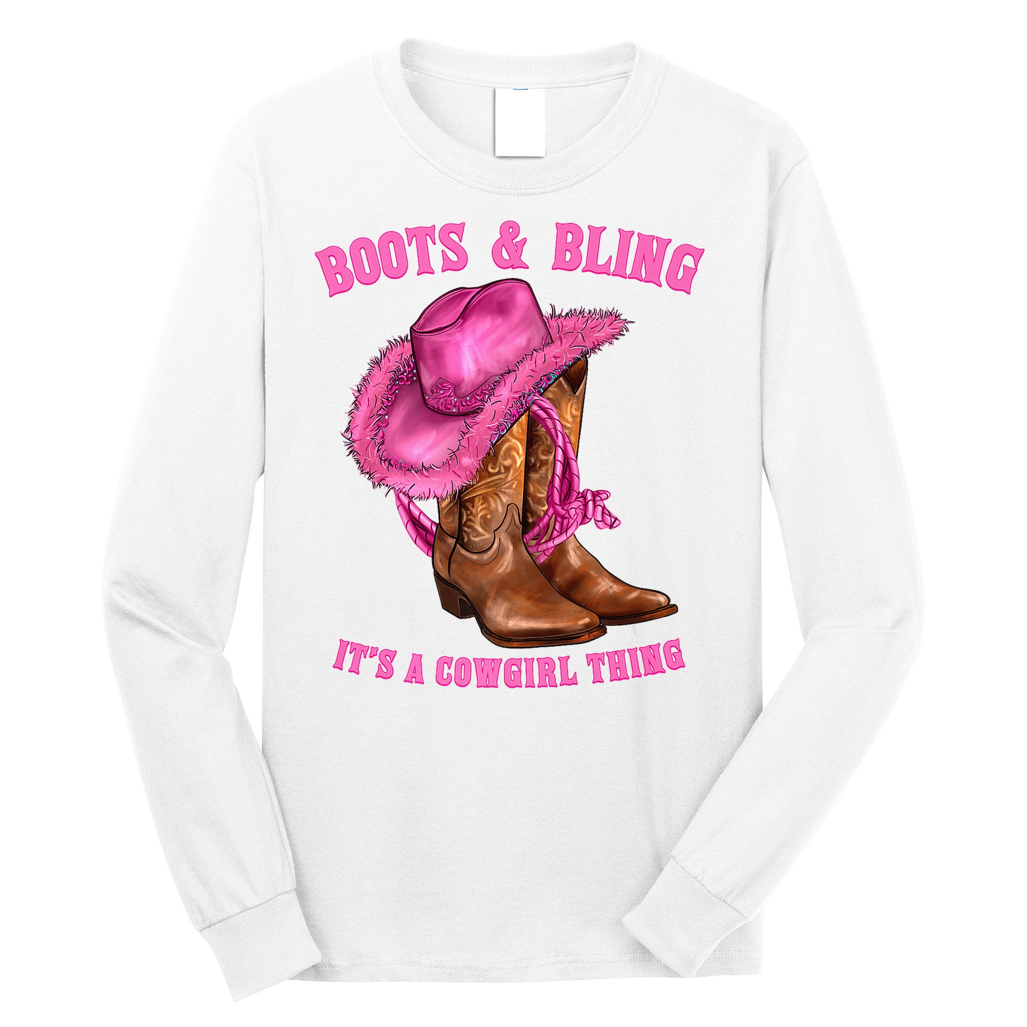 Boot And Bling It'S A Cowgirl Thing Western Rodeo Cowgirl Long Sleeve Shirt