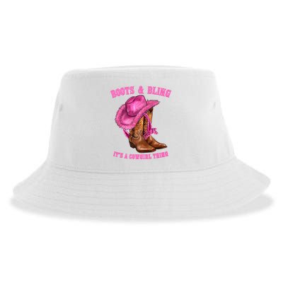 Boot And Bling It'S A Cowgirl Thing Western Rodeo Cowgirl Sustainable Bucket Hat