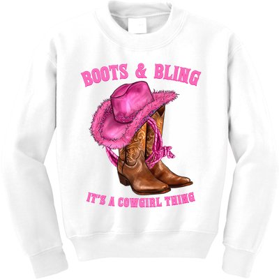 Boot And Bling It'S A Cowgirl Thing Western Rodeo Cowgirl Kids Sweatshirt
