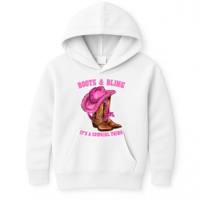 Boot And Bling It'S A Cowgirl Thing Western Rodeo Cowgirl Kids Hoodie