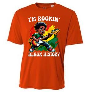 Black Afro Boy I'm Rockin' Black History Month Guitarist Cooling Performance Crew T-Shirt