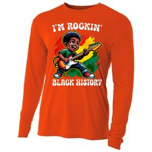 Black Afro Boy I'm Rockin' Black History Month Guitarist Cooling Performance Long Sleeve Crew