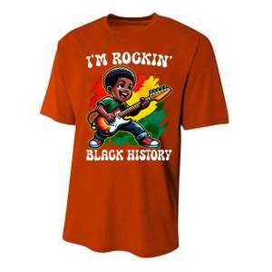 Black Afro Boy I'm Rockin' Black History Month Guitarist Performance Sprint T-Shirt