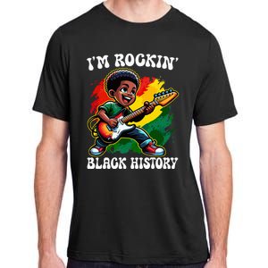 Black Afro Boy I'm Rockin' Black History Month Guitarist Adult ChromaSoft Performance T-Shirt