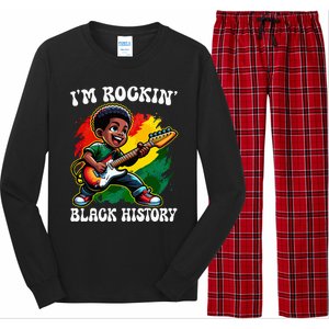 Black Afro Boy I'm Rockin' Black History Month Guitarist Long Sleeve Pajama Set