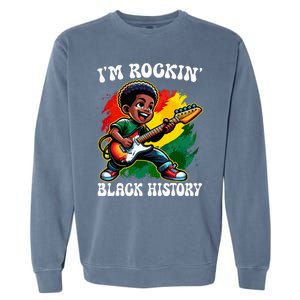 Black Afro Boy I'm Rockin' Black History Month Guitarist Garment-Dyed Sweatshirt