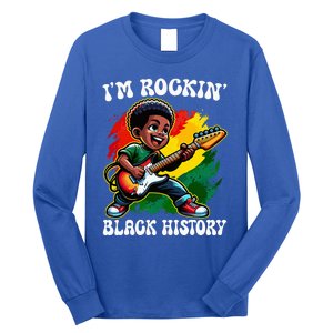 Black Afro Boy I'm Rockin' Black History Month Guitarist Long Sleeve Shirt