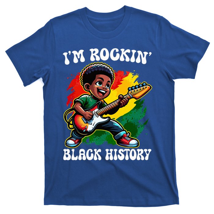 Black Afro Boy I'm Rockin' Black History Month Guitarist T-Shirt