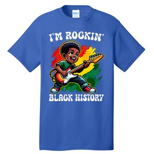 Black Afro Boy I'm Rockin' Black History Month Guitarist Tall T-Shirt