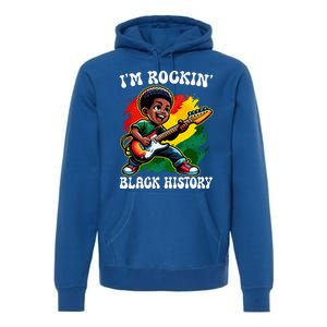 Black Afro Boy I'm Rockin' Black History Month Guitarist Premium Hoodie