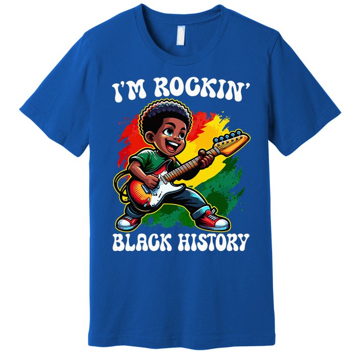 Black Afro Boy I'm Rockin' Black History Month Guitarist Premium T-Shirt