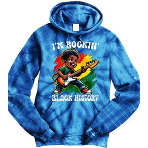 Black Afro Boy I'm Rockin' Black History Month Guitarist Tie Dye Hoodie