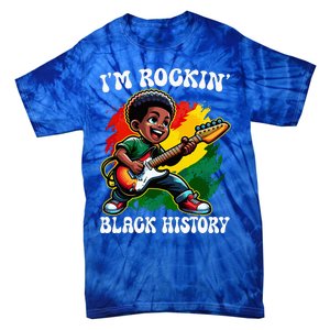 Black Afro Boy I'm Rockin' Black History Month Guitarist Tie-Dye T-Shirt