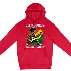 Black Afro Boy I'm Rockin' Black History Month Guitarist Premium Pullover Hoodie