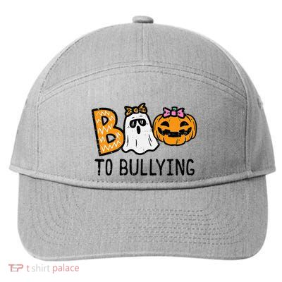 Boo Anti Bullying Funny Halloween Orange Unity Day 7-Panel Snapback Hat