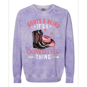 Boots And Bling Its A Cowgirl Thing Cowgirl Country Colorblast Crewneck Sweatshirt