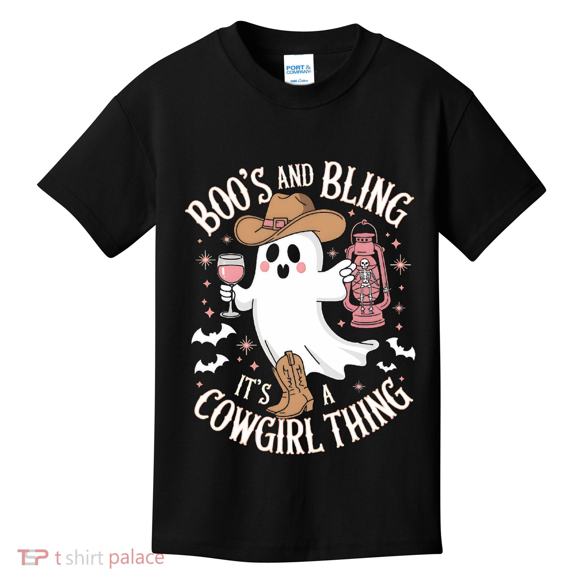 BooS And Bling Its A Cowgirl Thing Halloween Ghost Kids T-Shirt