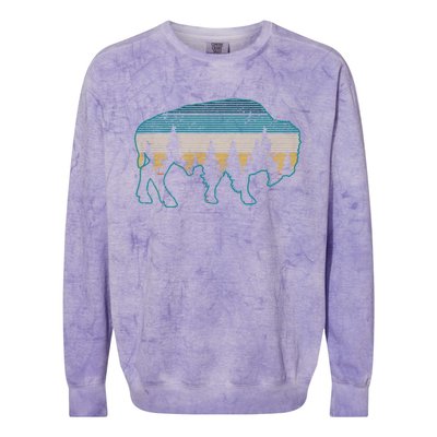 Bison American Buffalo Vintage National Park Souvenir Gift Colorblast Crewneck Sweatshirt