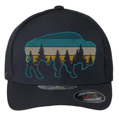 Bison American Buffalo Vintage National Park Souvenir Gift Flexfit Unipanel Trucker Cap