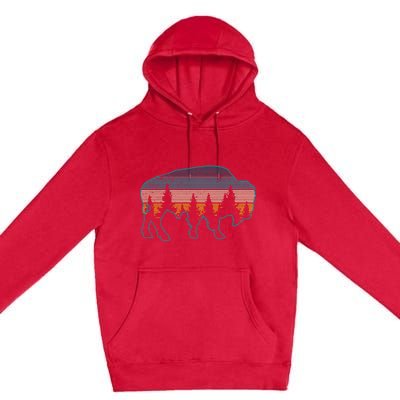 Bison American Buffalo Vintage National Park Souvenir Gift Premium Pullover Hoodie